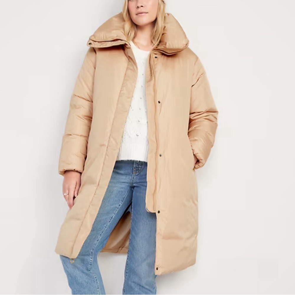 Old Navy Tan Long Puffer Coat